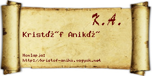 Kristóf Anikó névjegykártya