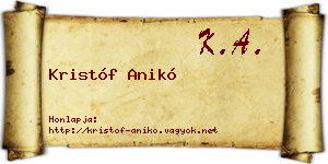 Kristóf Anikó névjegykártya
